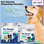 Dog Teeth Cleaning Powder for Dogs and Cats, Dog Dental Powder Remove Plaque \u0026 Bad Breath Off, Pet Dental Care Supplies for Small Medium Large Dogs 100G -2PCS